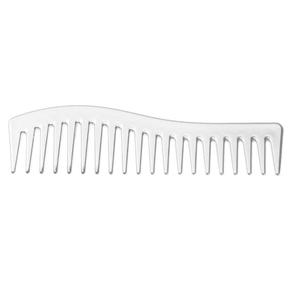 Wide Tooth All Purpose Detangling Styling Comb Plastic Silver Tone